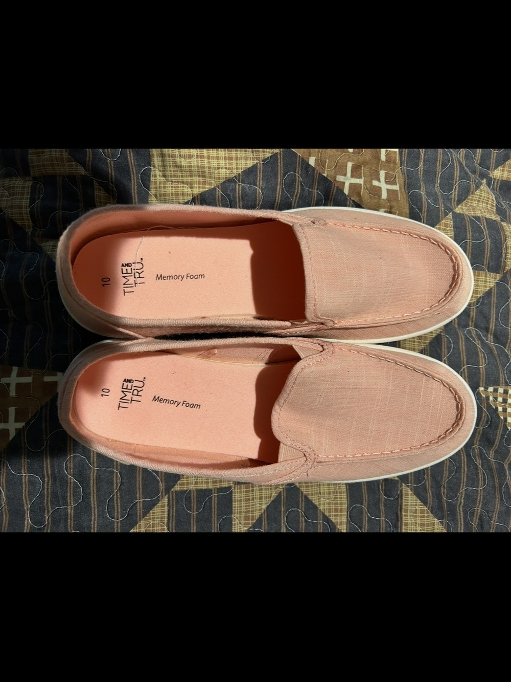 Time and Tru Women's Pink Slip-On Memory Foam Loafers